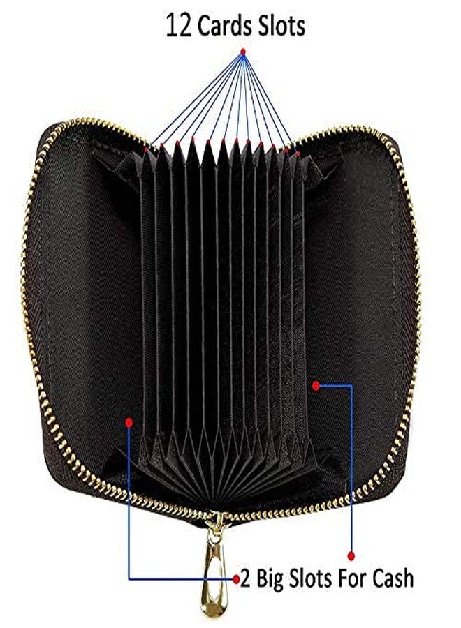 rts New Imported Stylish 12 Slot PU Leather Credit/Debit/ATM/Visiting/Business Zipper Card Holder Case Wallet for Unisex/Men & Women RFID Blocking Protected with Money Coin Purse Festive Valentines - Image 3